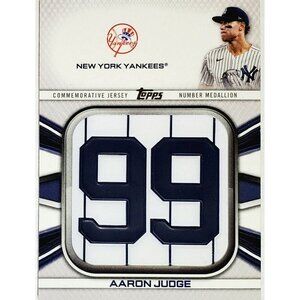 AARON JUDGE "99" JERSEY NUMBER MEDALLION 2022 TOPPS #JNM-AJ, YANKEES, MVP!